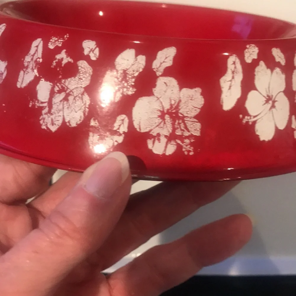 Pet Bowls Red and White Floral 2